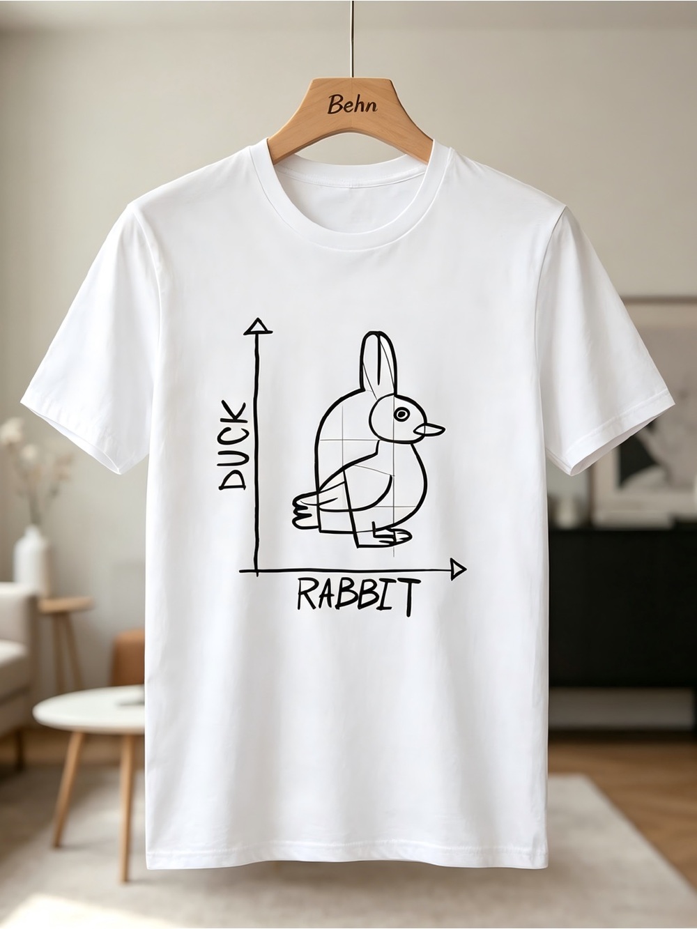 Funny Rabbit Duck Design Regular Fit Womens Mens T-shirt Unisex White
